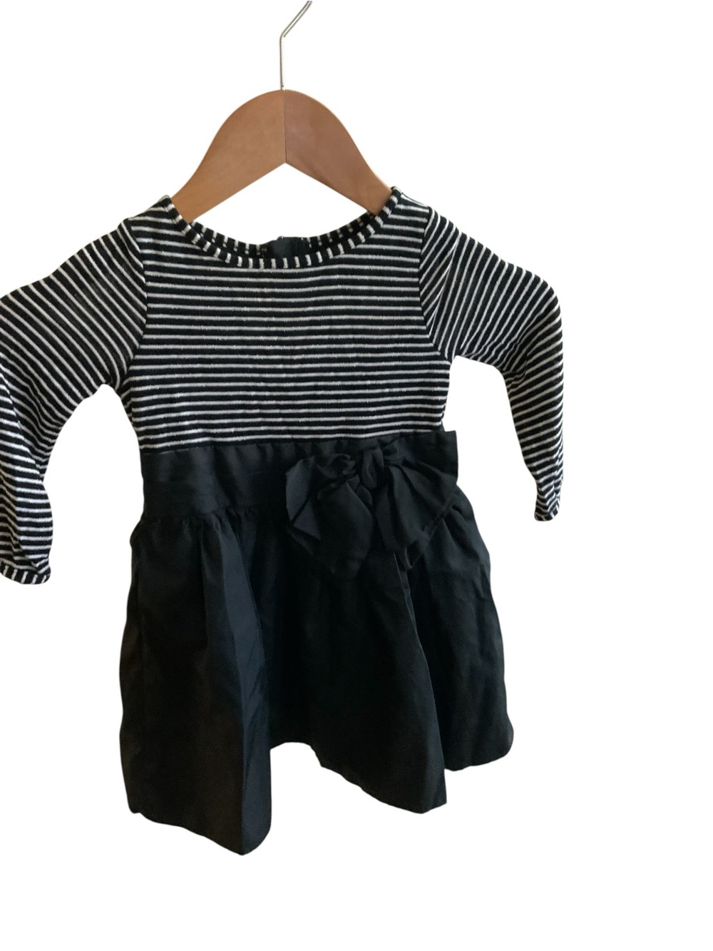 Cherokee Black and White Striped Long-Sleeve Dress with Bow SZ 2T